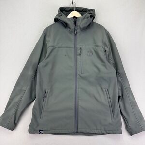 BlackOvis Meridian Soft‎ Shell Jacket Mens XL Grey Performance Hoodie Full-Zip